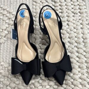 Jessica Simpson Black Bow Slingback Heels 6.5